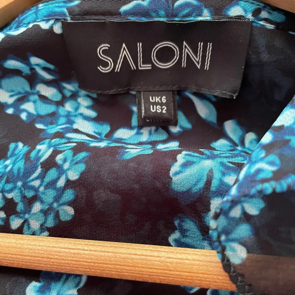 Saloni Izzie Dress Maxi Silk Chiffon Floral Print Semi Sheer Long Sleeve Size 2 - Picture 11 of 15